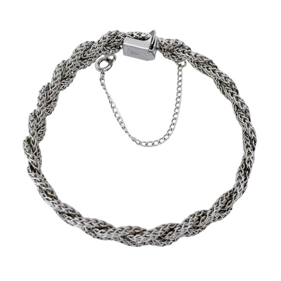 Vintage JB Sterling Silver 925 9mm Braided Mesh Chain Bracelet 7" - Picture 3 of 8